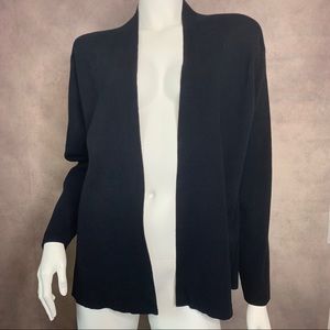 Eileen Fisher Black Cardigan Sz M Open Front